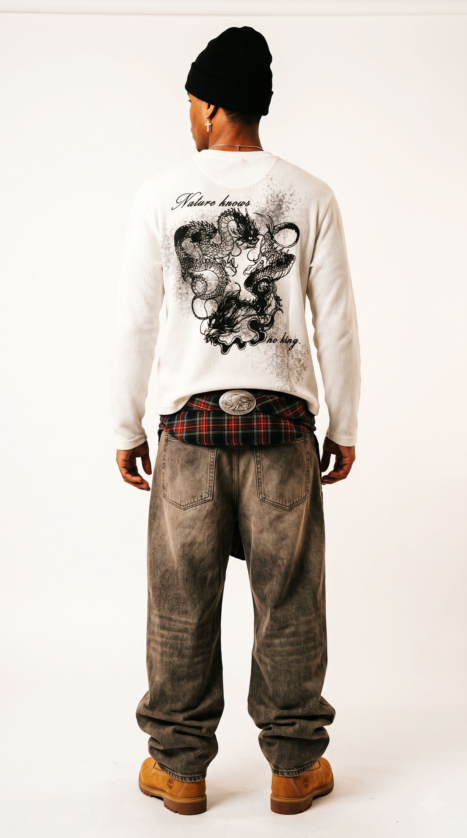 White Dragon waffle knit henley