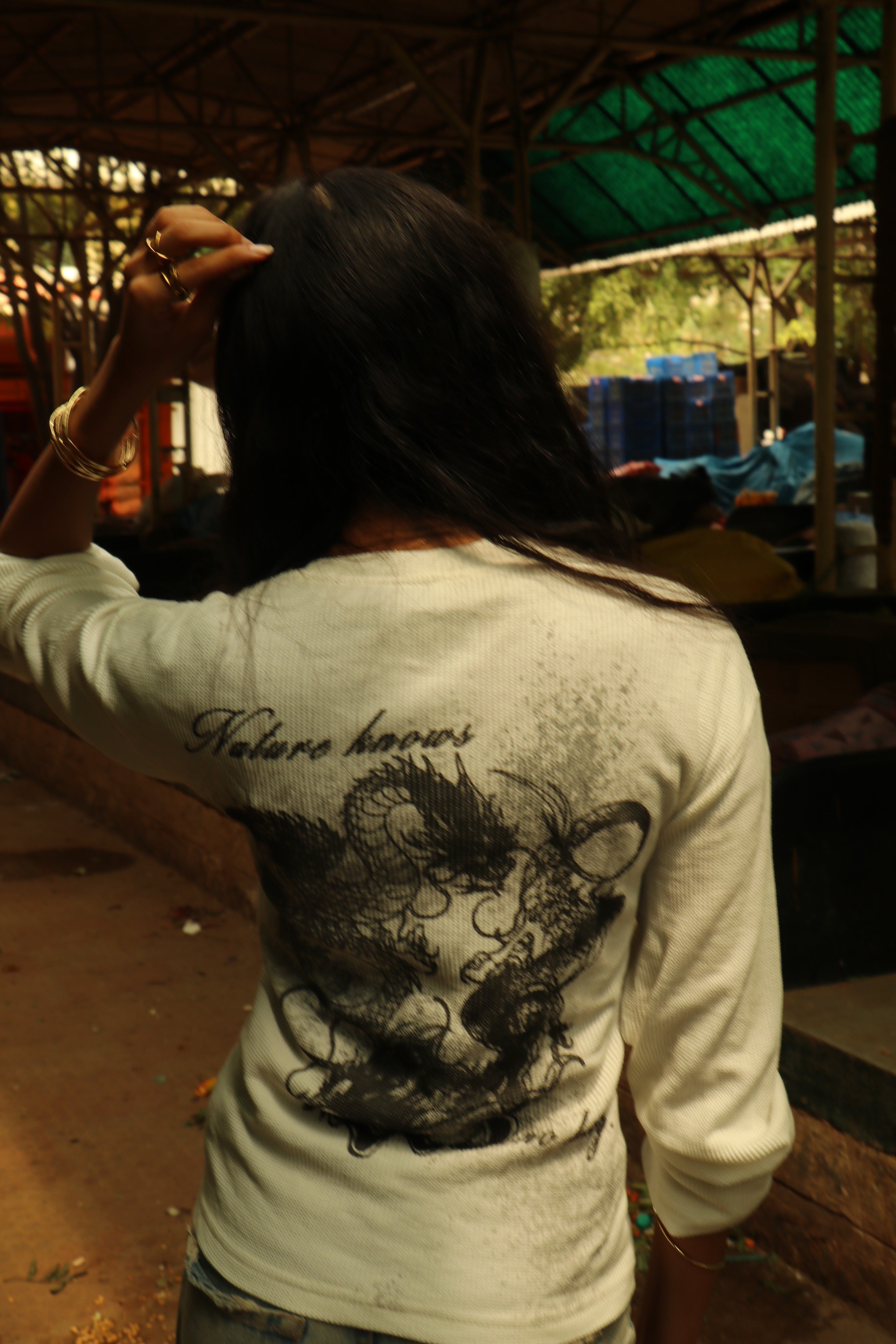White Dragon waffle knit henley
