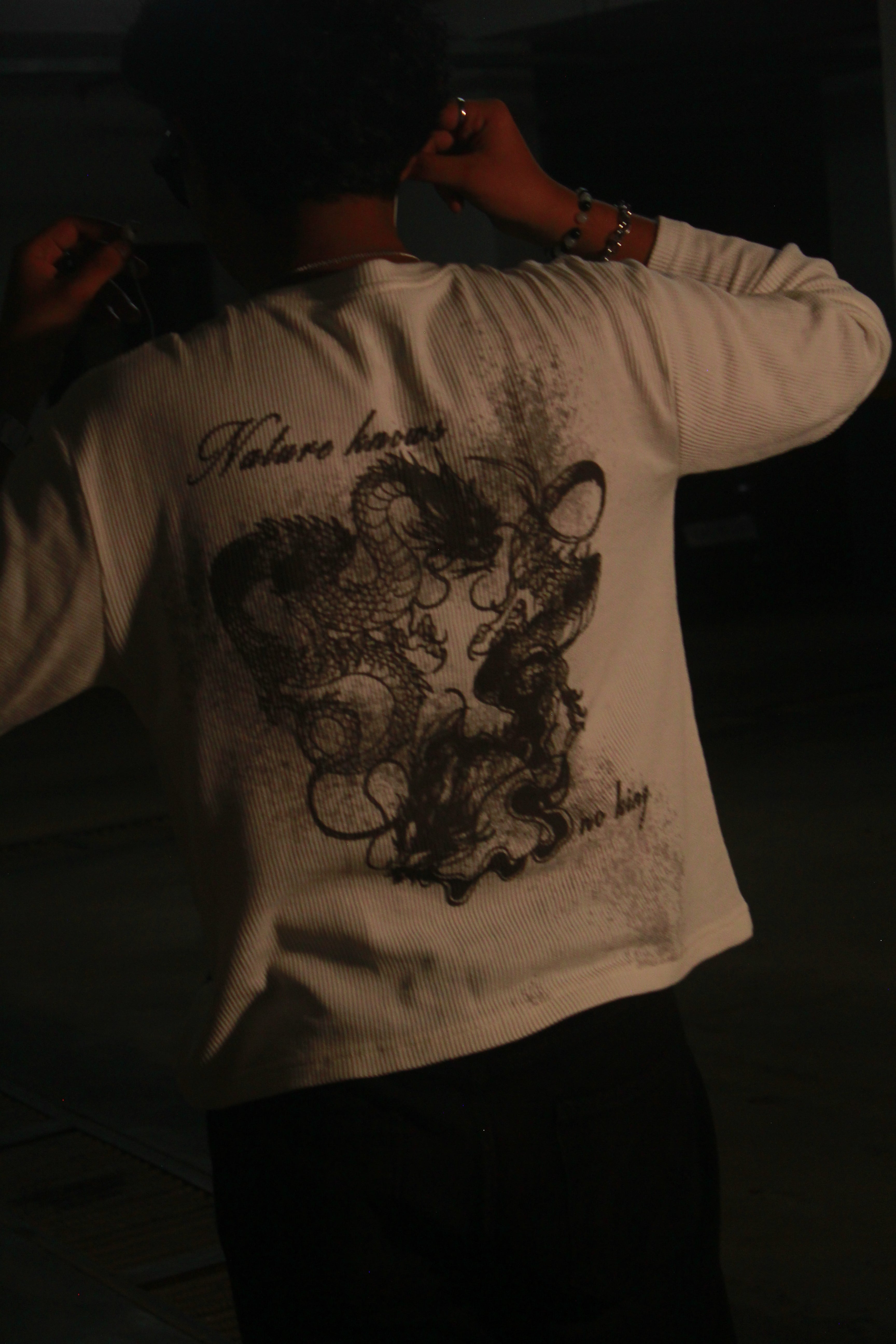 White Dragon waffle knit henley
