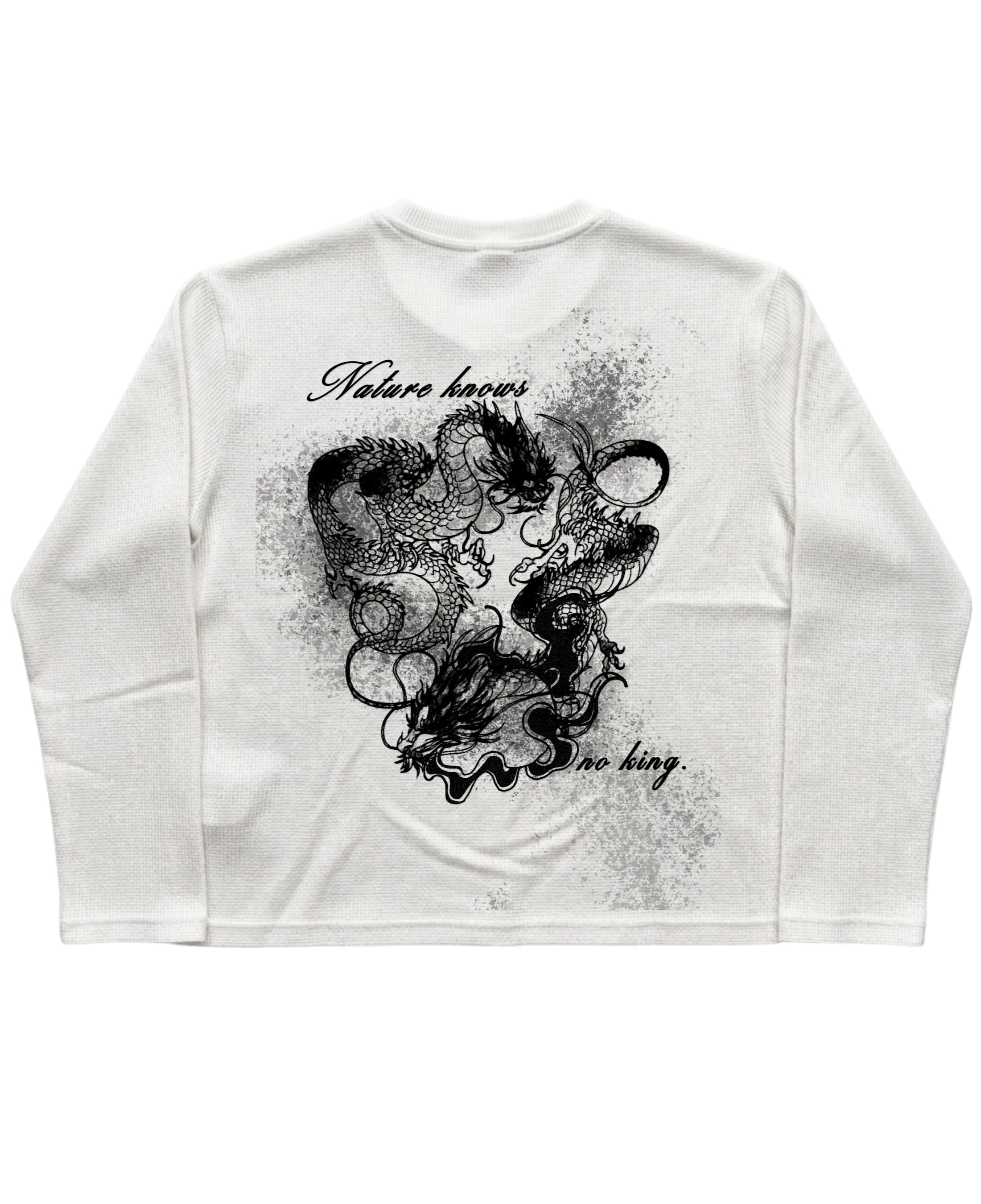 White Henley waffle knit Back Design