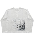 White Henley waffle knit Front Design