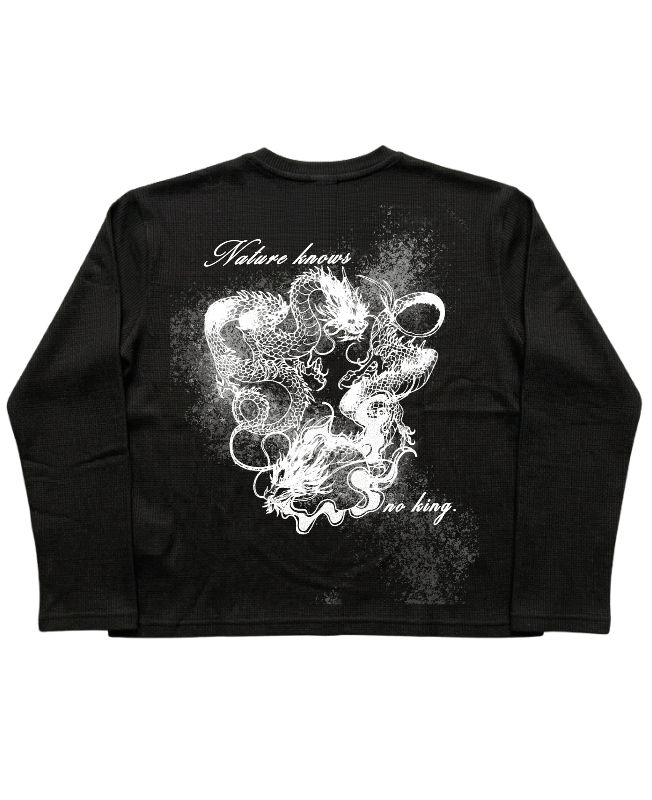 Black Henley waffle knit Back Design