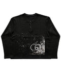 Black Henley waffle knit Front Design